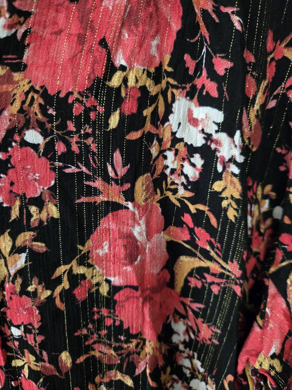 Hope Springs Floral Button-Down Shirt in Black and Red - Picture 5 of 9